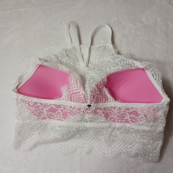 Victoria Secret Pink, Bralette, White Lace Padded, Underwire, Push Up, Med (A-C) - Picture 9 of 9
